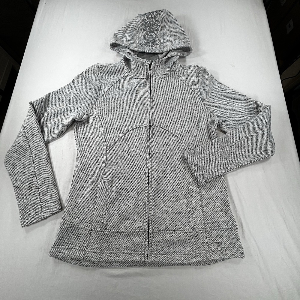 Mondetta Hooded L Activewear Jacket Performance Women's Full Zip Grey Embroidery